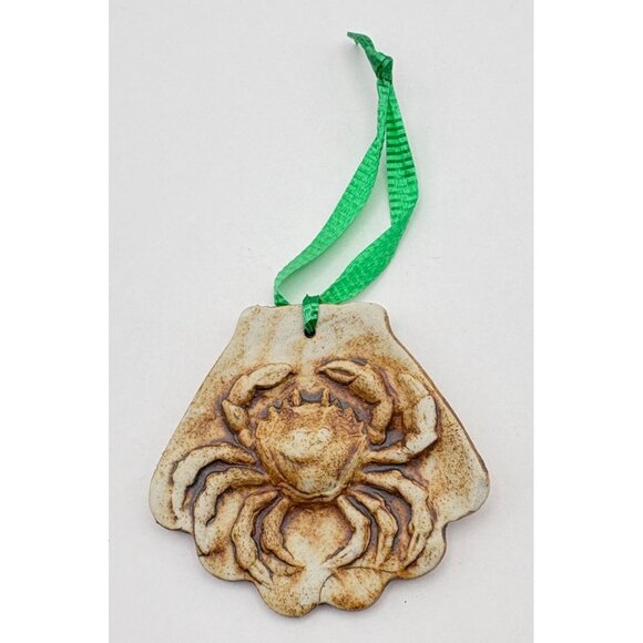 Handcrafted Ceramic Crab Christmas Tree Ornament Shell Beach Ocean Nautical - Picture 6 of 6